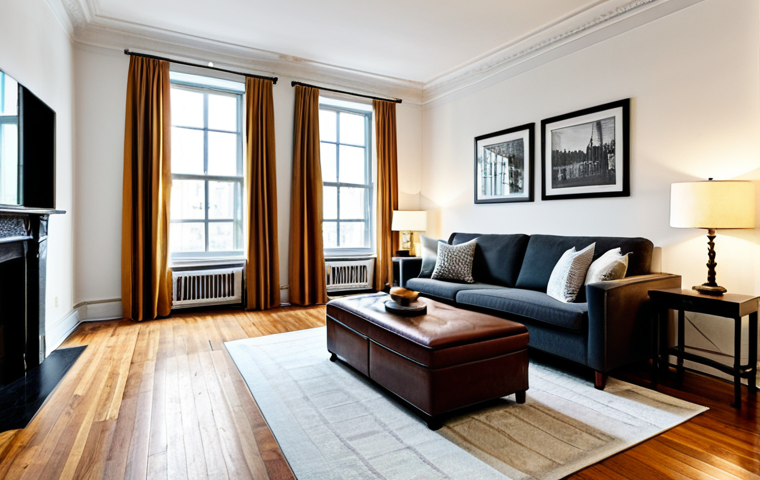 Staged Apartment Living Room**

"A beautifully staged living room in a vintage apartment, featuring original hardwood floors and crown molding. Modern furniture and decor create a comfortable and inviting space. Large windows provide natural light, highlighting the architectural details. Warm, inviting atmosphere. safe for work, appropriate content, fully clothed, professional, modest, perfect anatomy, correct proportions, natural pose, well-formed hands, proper finger count, natural body proportions, high quality"

**