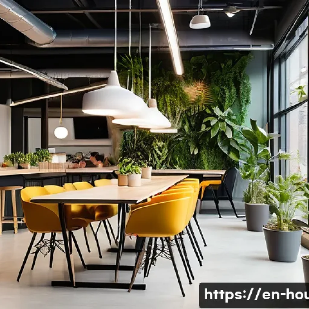 공유 오피스 임대 - A modern coworking space interior featuring a lively open-plan layout with diverse professionals col...